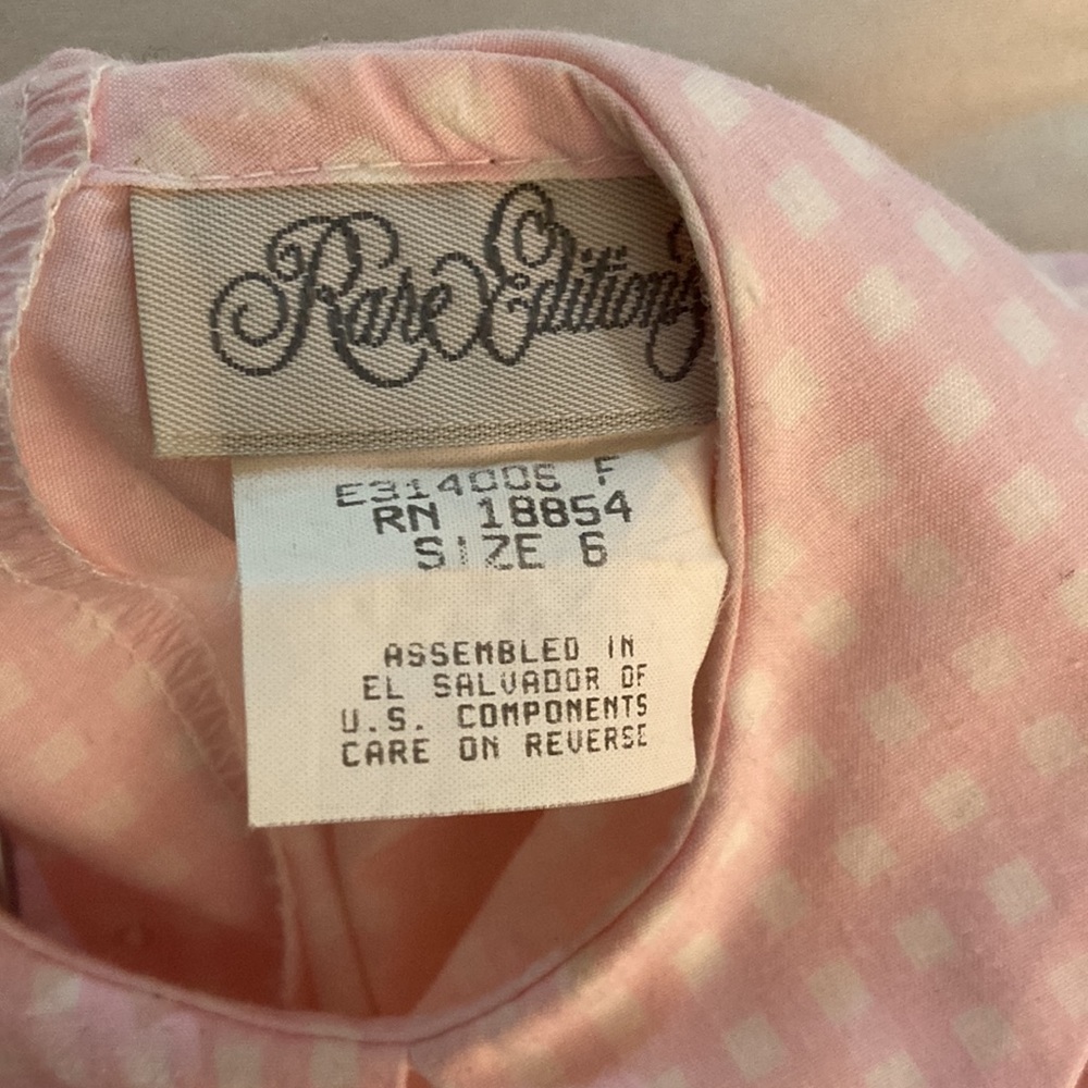 Vintage, Girls Size 6, pink checked dress with built in slip. - Picture 8 of 8